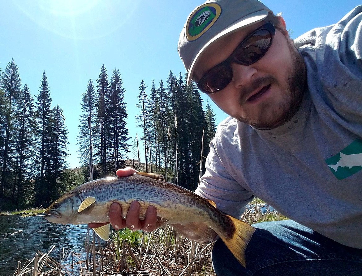 (Courtesy photo THOMAS LAMPHEAR)
Thomas Lamphear, who operates a fly tying business in Kamiah, has developed his own streamer patterns, called Idaho Flatwings, to fish tiger trout at Deer Creek Reservoir.