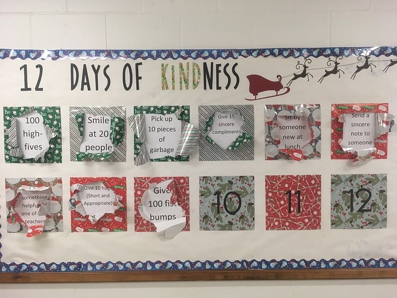 The 12 Days of Kindness display at BCMS.