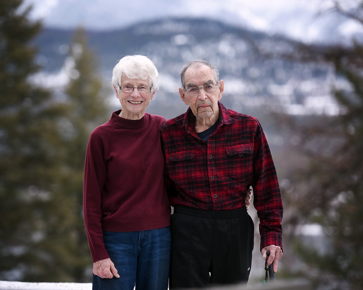 Mary and Gary Sloan outside their home in Whitefish on Jan. 4. The Sloans have recently been awarded a Conservation Achievement Recognition Award from the Flathead Audubon Society. (Brenda Ahearn/Daily Inter Lake)