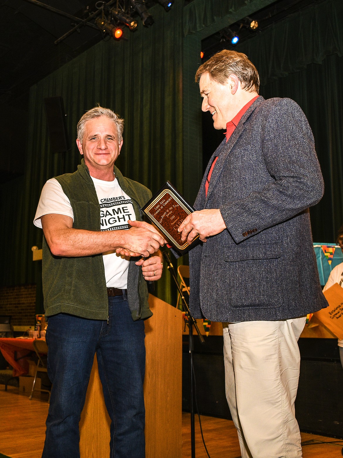 Dr. Brad Black, CEO, accepted the Nonprofit of the Year award on behalf of the Center for Asbestos Related Disease at the Libby Chamber of Commerce annual fundraiser and awards banquet Friday. (Ben Kibbey/The Western News)