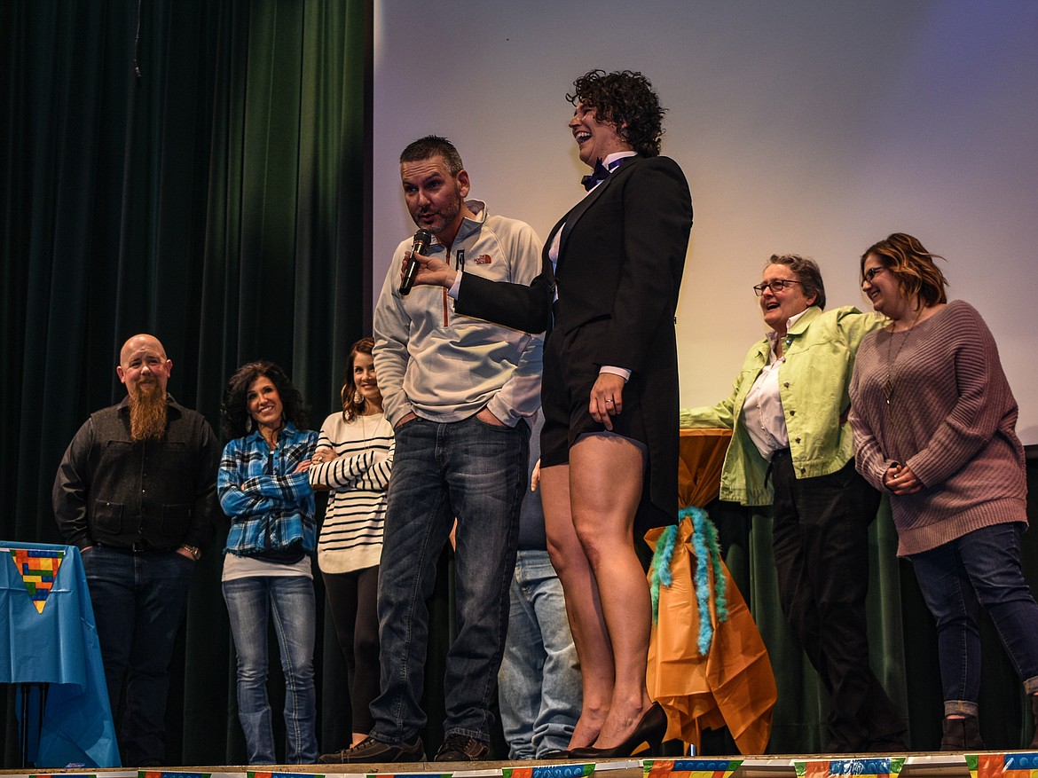 Justin Williams gets Queen's &quot;Bohemian Rhapsody&quot; during Name That Tune at the Libby Chamber of Commerce annual fundraiser and awards banquet Friday. (Ben Kibbey/The Western News)