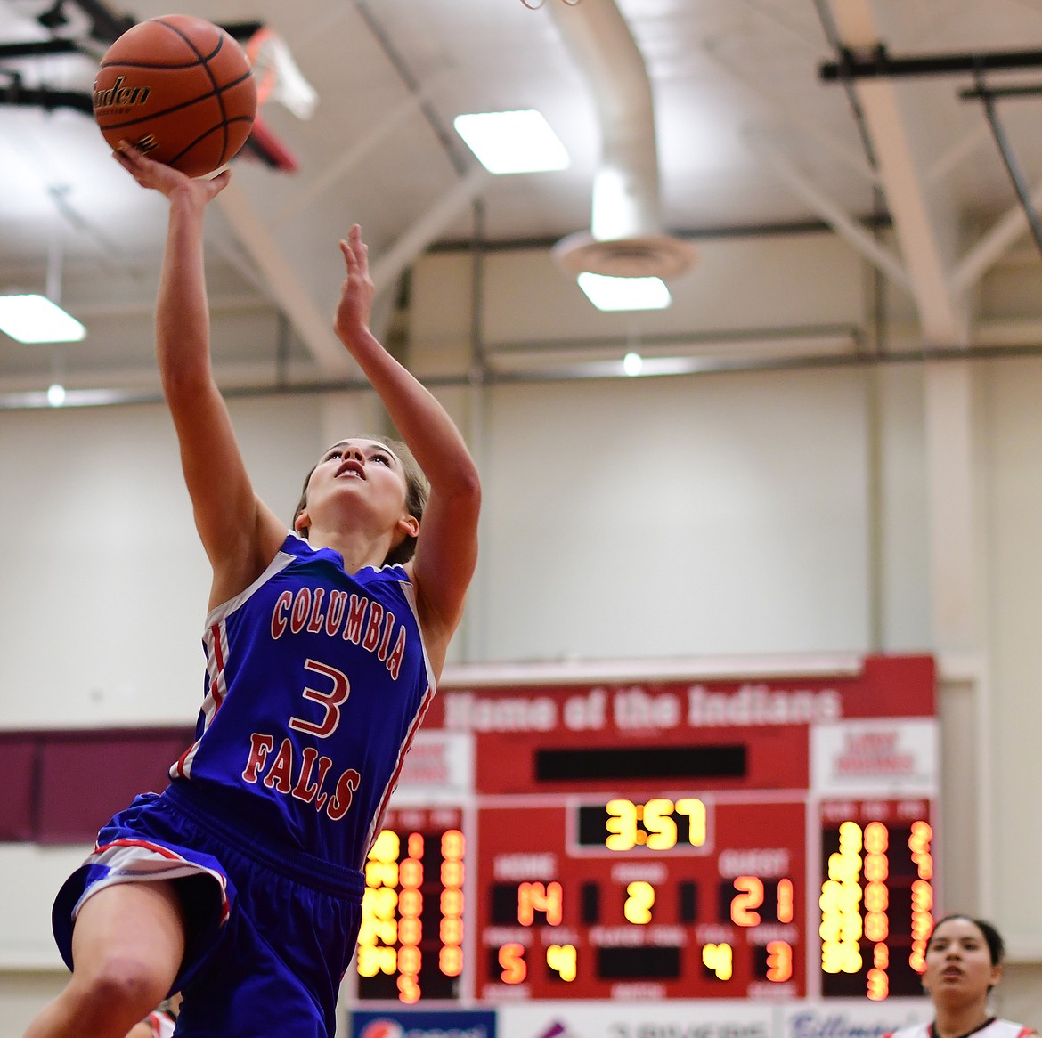 Maddie Robison goes in for a layup in the second quarter against Browning Thursday. (Jeremy Weber photo)