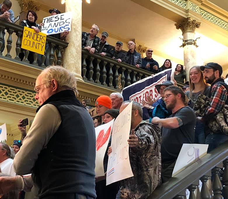 Residents of Sanders County and other Montana counties filled the state capitol rotunda last Saturday during a public lands rally. (Photo courtesy of Daisy Carlsmith)