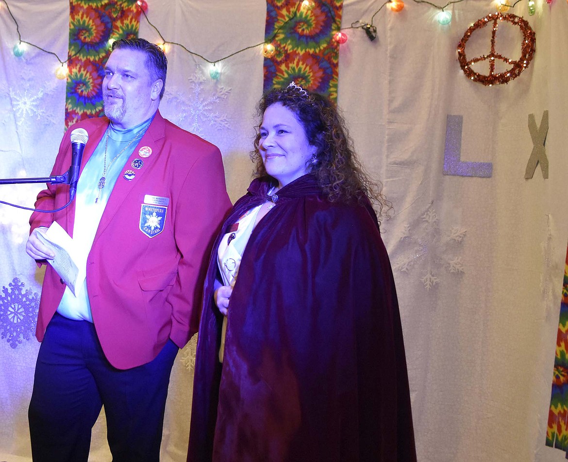 Whitefish Winter Carnival 2019 Prime Kanyon Smith speaks alongside Duchess of Lark Christine Rossi Saturday during a ceremony announcing the Carnival King and Queen at the O&#146;Shaughnessy Center. (Heidi Desch/Whitefish Pilot)