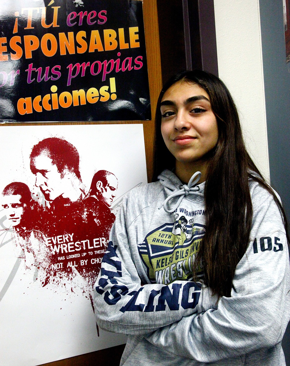 Rodney HarwoodSun Tribune
Othello junior Emily Mendez is currently 29-0 and the No. 2 girls 105-pound wrestler, according to Washington Wrestling Report.