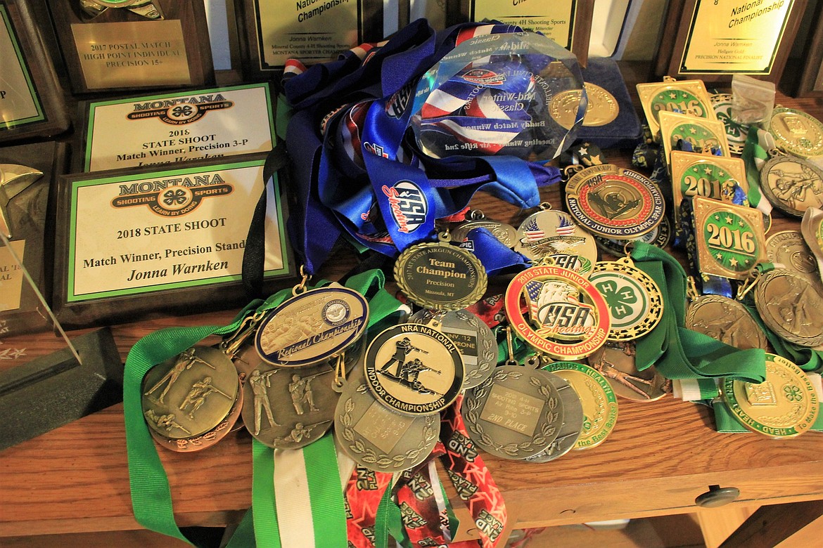 Warnken has been involved in shooting sports for eight years and has won a vast collection of medals and awards. (Kathleen Woodford/Mineral Independent)