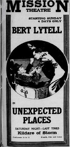 Contemporary advertisement for the film, &#147;Unexpected Places,&#148; Seattle Star, Oct. 5, 1918.