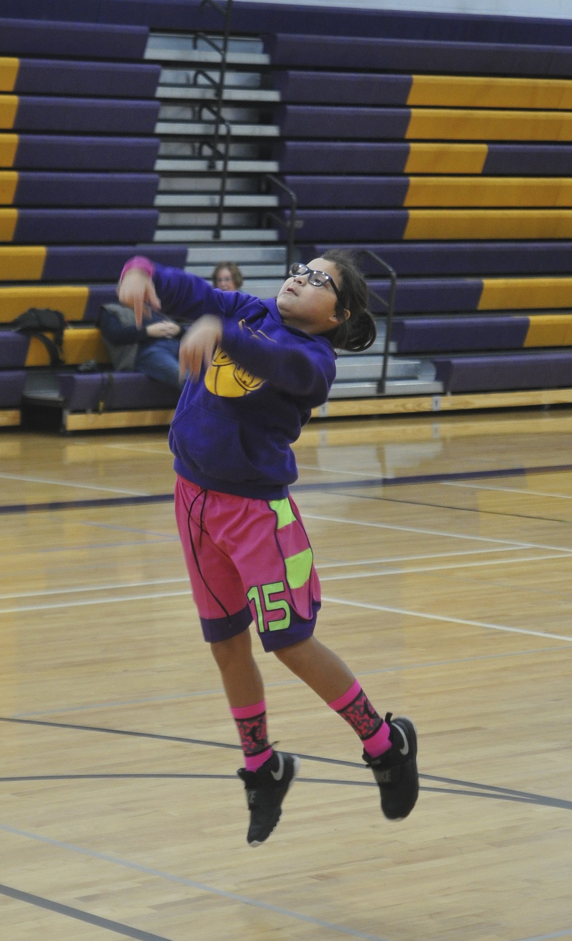 Keke Tenas shoots a free throw at the Elks Hoop Shoot Sunday.