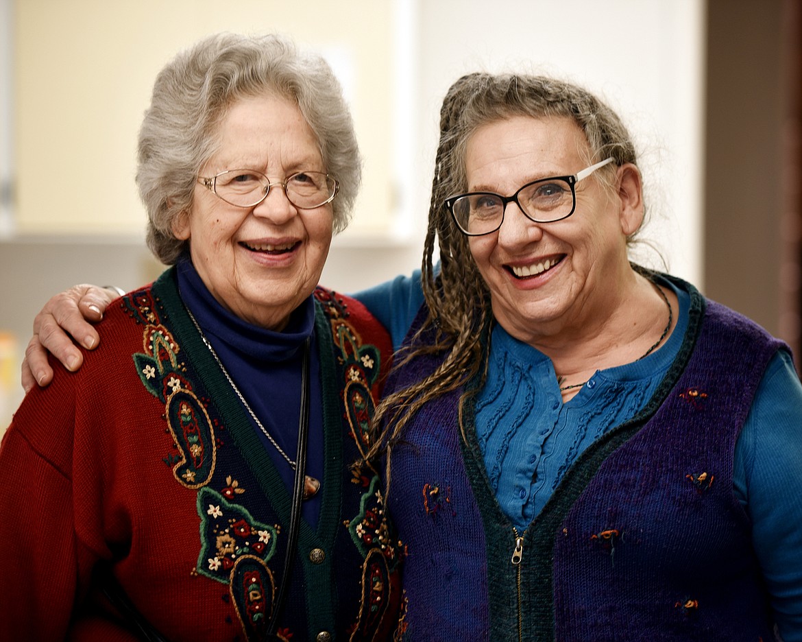 Naomi Davidson and B. Bradford Fenchak of Community Kitchen-Feeding the Flathead, pause for a portrait on Jan. 24 at Central Christian Church in Kalispell. The pair were joined by volunteers preparing for a 6 p.m. meal. (Brenda Ahearn/Daily Inter Lake)