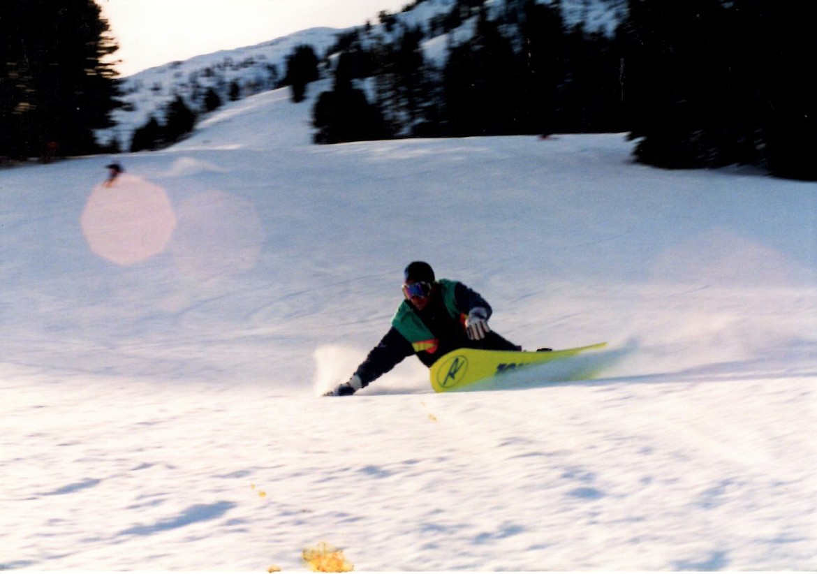 Former U.S. Snowboard Team member Steve Persons carves a turn in this undated photo. Persons was one of the snowboarding pioneers on Big Mountain. (Photo provided)