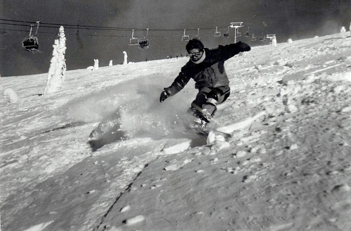 Rob Berney snowboards on Big Mountain in this undated photo. Berney cut his teeth as an elite snowboard racer on Big Mountain in the 1990s. (Photo provided)