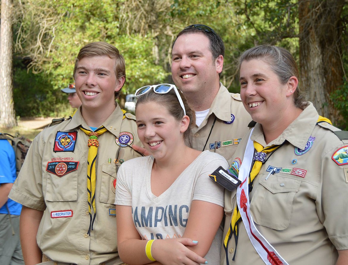 Courtesy photo
The Peck family (from left) Andrew, Rachel, Phil and Bobbie Jo are seen here at an Order of the Arrow event at Camp Easton in June 2015. &#147;What&#146;s out of place in this picture?&#148; Phil asked. &#147;It&#146;s all of us in uniform, except Rachel.&#148;