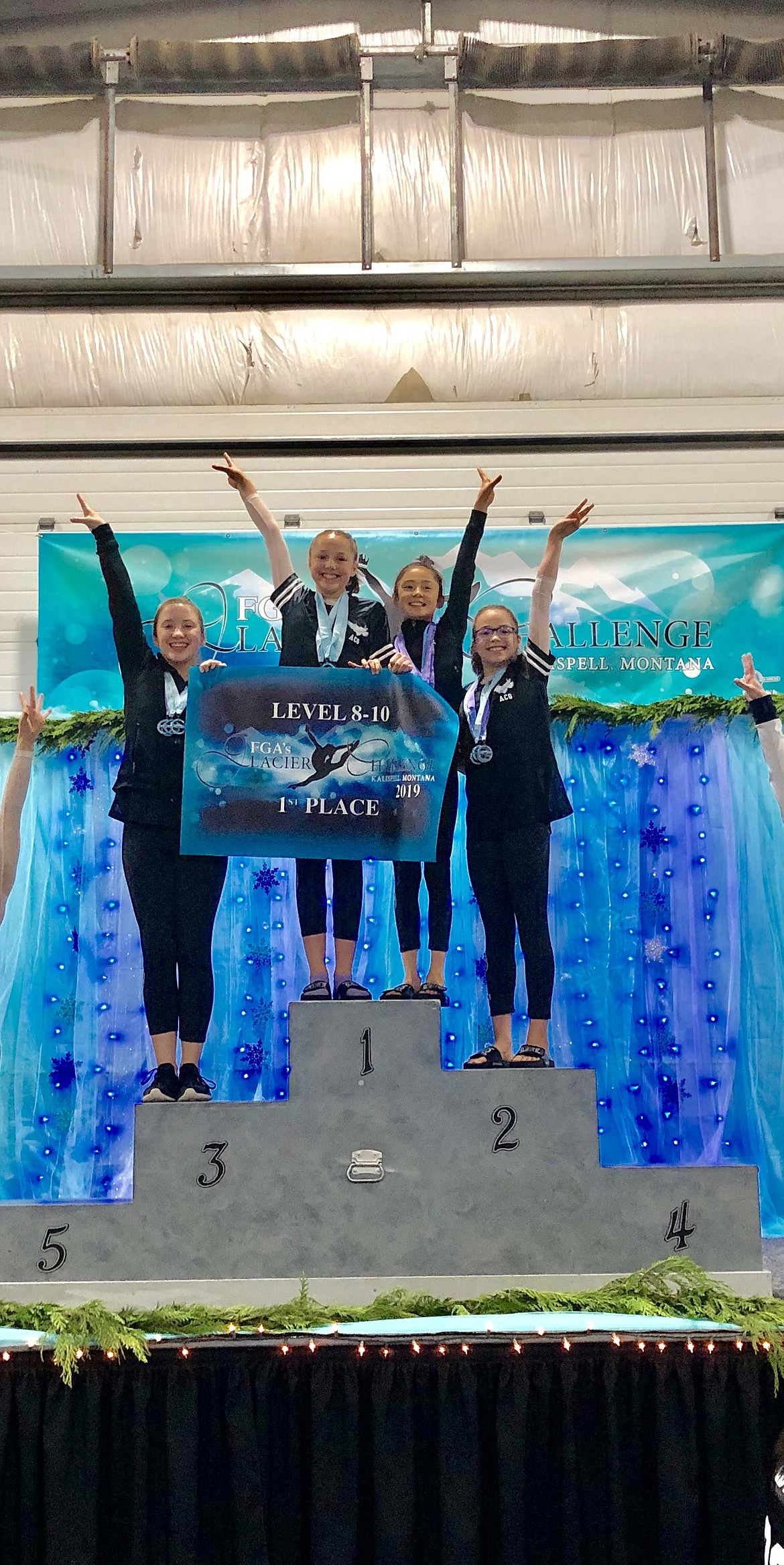Courtesy photo
Avant Coeur Level 8s and 9s took 1st Place as a team at the Glacier Challenge in Kalispell, Mont., last weekend. From left are Sam Snow, Madalyn McCormick, Maiya Terry and Danica McCormick.