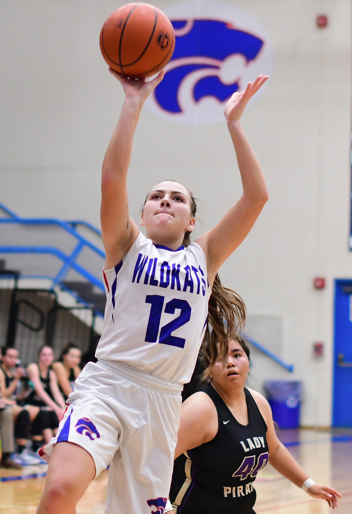 LaKia hill pulls up for two of her nine points against the Lady Pirates Tuesday. (Jeremy Weber photo)