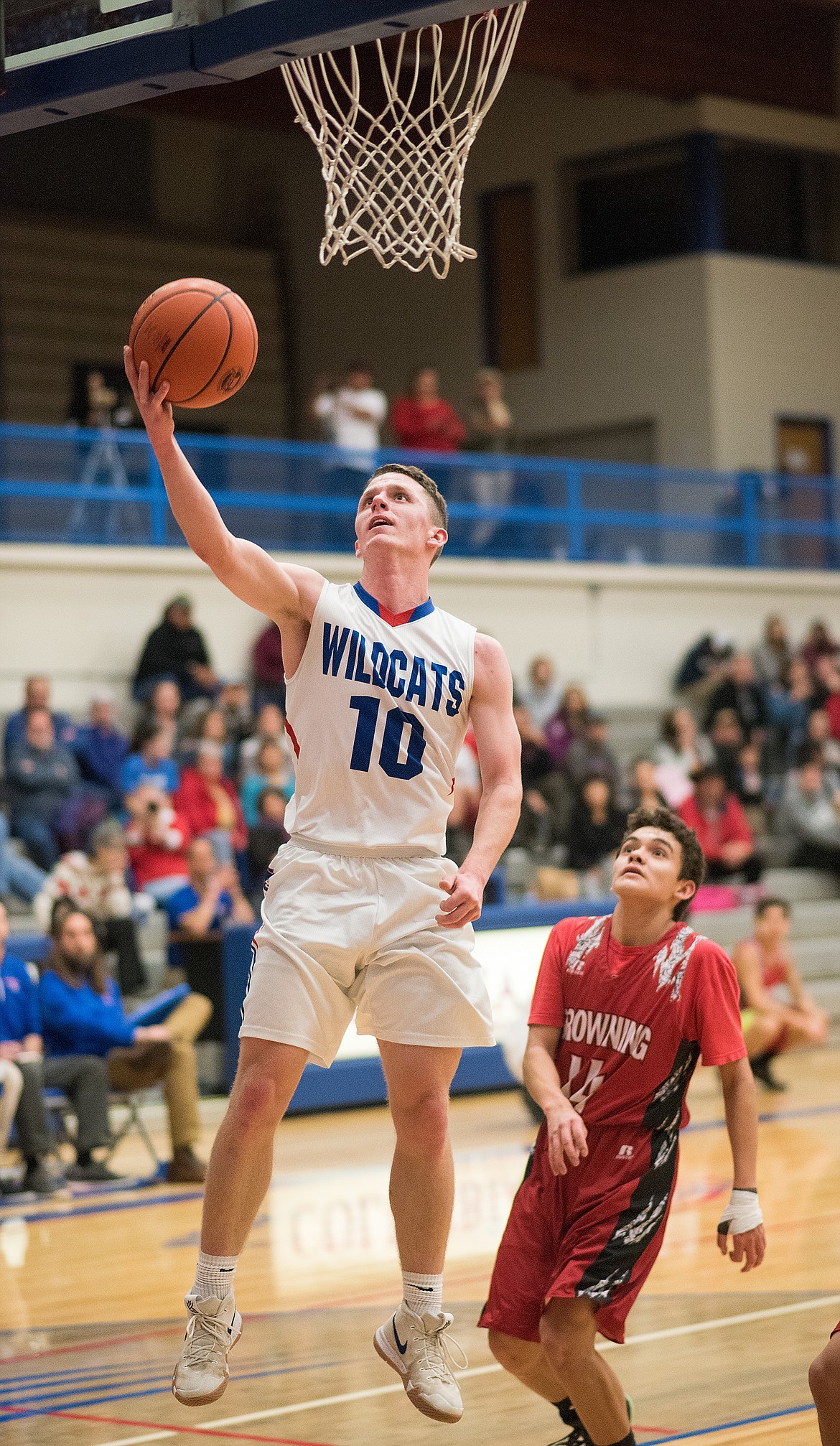 Dillon Wanner with a late layup against Browning.