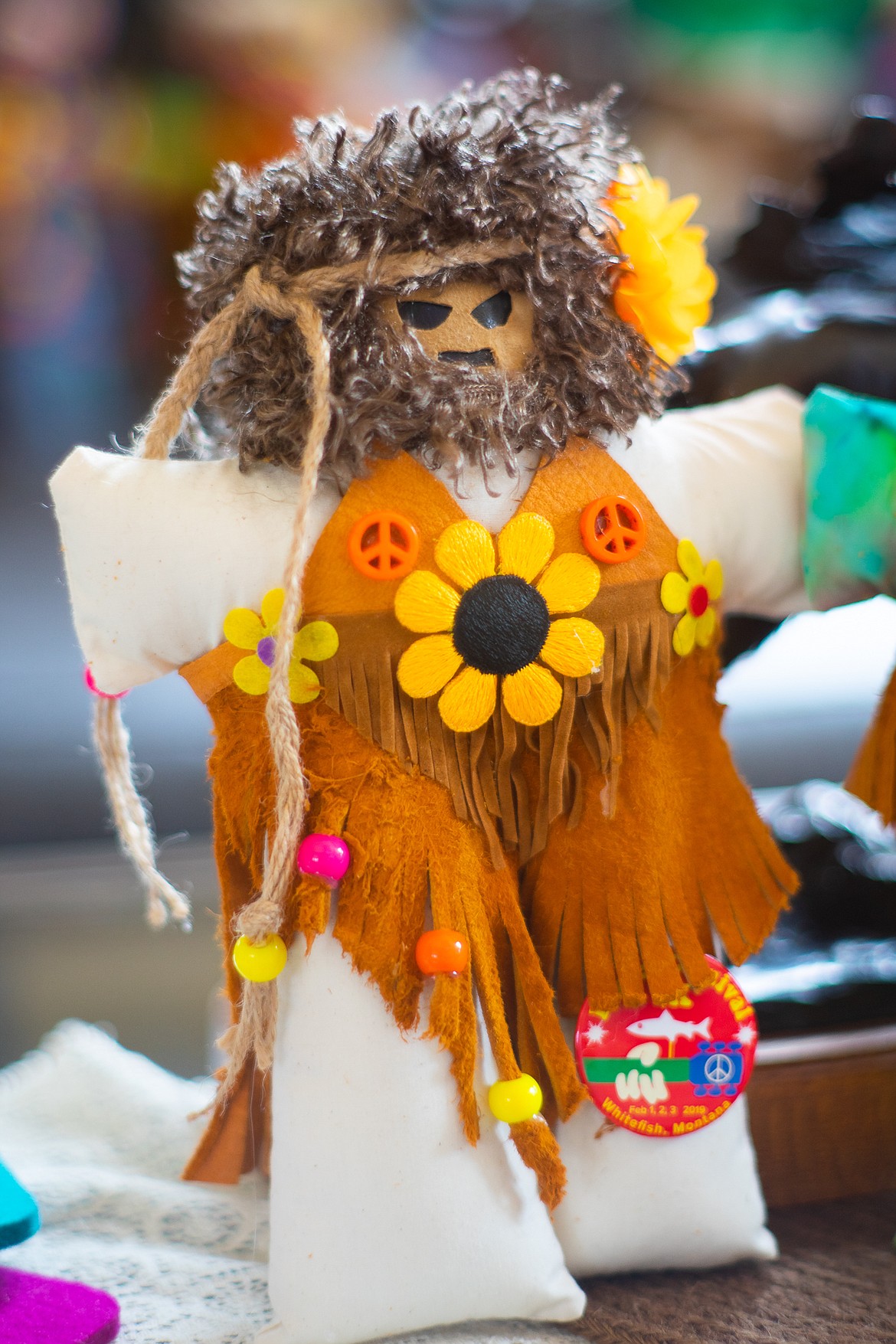 For this year&#146;s &#147;Woodstock Whitefish&#148; theme, Linda Ray has made some hippie yetis. (Daniel McKay/Whitefish Pilot)