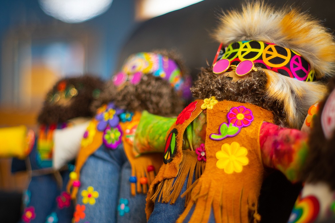 For this year&#146;s &#147;Woodstock Whitefish&#148; theme, Linda Ray has made some hippie yetis. (Daniel McKay/Whitefish Pilot)