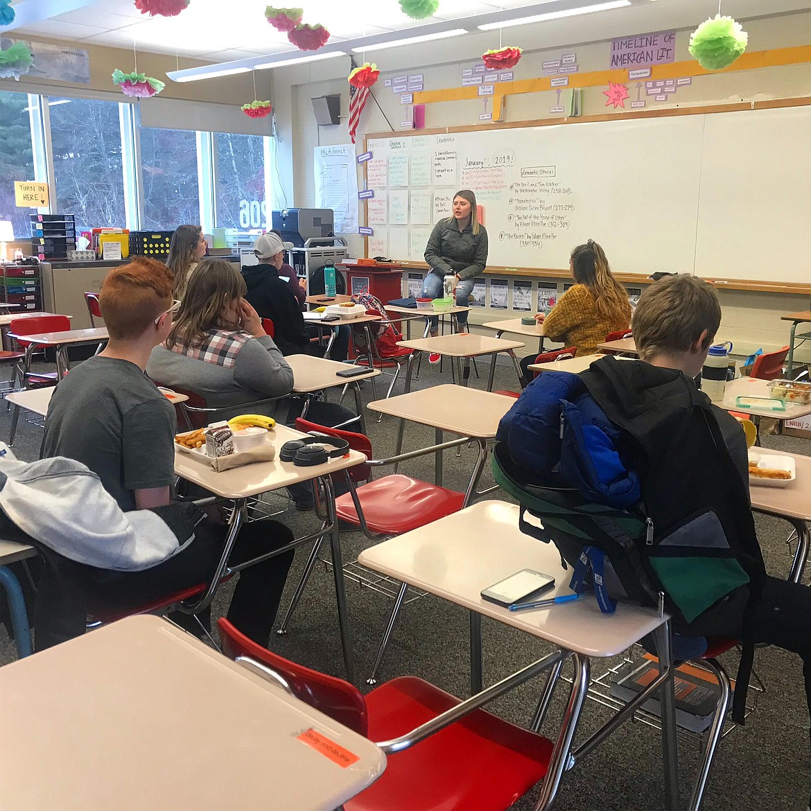 Courtesy photoCierra Brandt (front of the class) speaks with other students who are part of the Kellogg Kindness Club. The club was the brainchild of Brandt, who wants to see more love and kindness shown throughout the school and throughout the Silver Valley.