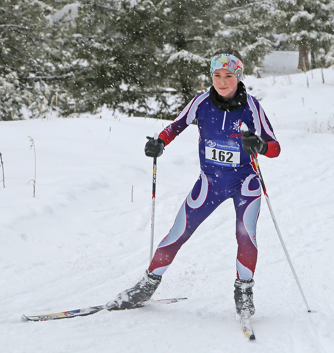 Signe Ebbett skies Saturday in the Skiesta Youth Freestyle Races&#160;in Seeley Lake. (Andi Bourne/Seeley Swan Pathfinder)