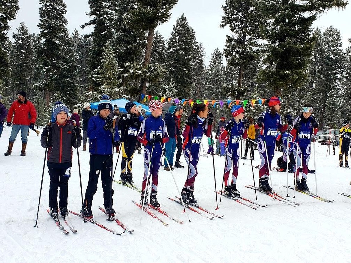 The Glacier Nordic Ski Prep Team gets ready&#160;for the 3K start Saturday at the Skiesta Youth Freestyle Races&#160;in Seeley Lake.  (Courtesy photo)
