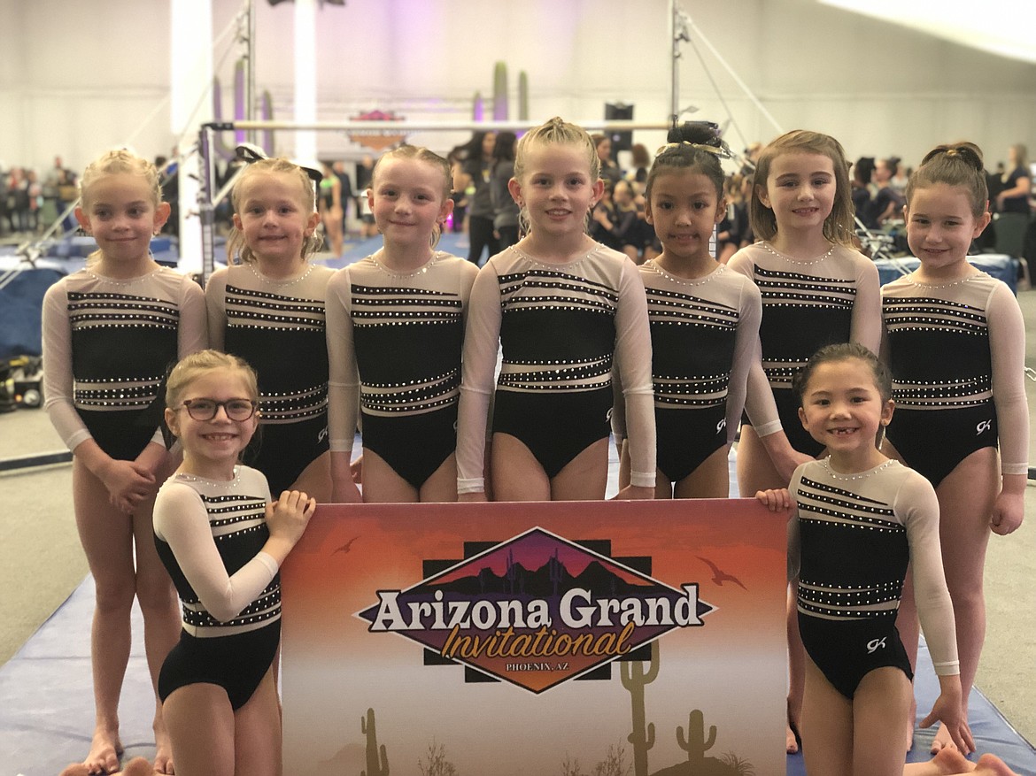 Courtesy photo
Avant Coeur Level 3s took 3rd Place Team at the Arizona Grand Invitational in Phoenix. In the front row from left are Karstin Harmon and Vivi Crain; and back row from left, Evelyn Haycraft, Piper St. John, Abby Rogers, Avery Hammons, Rozlyn Thong, Sophia Elwell and Alicia Garcia.