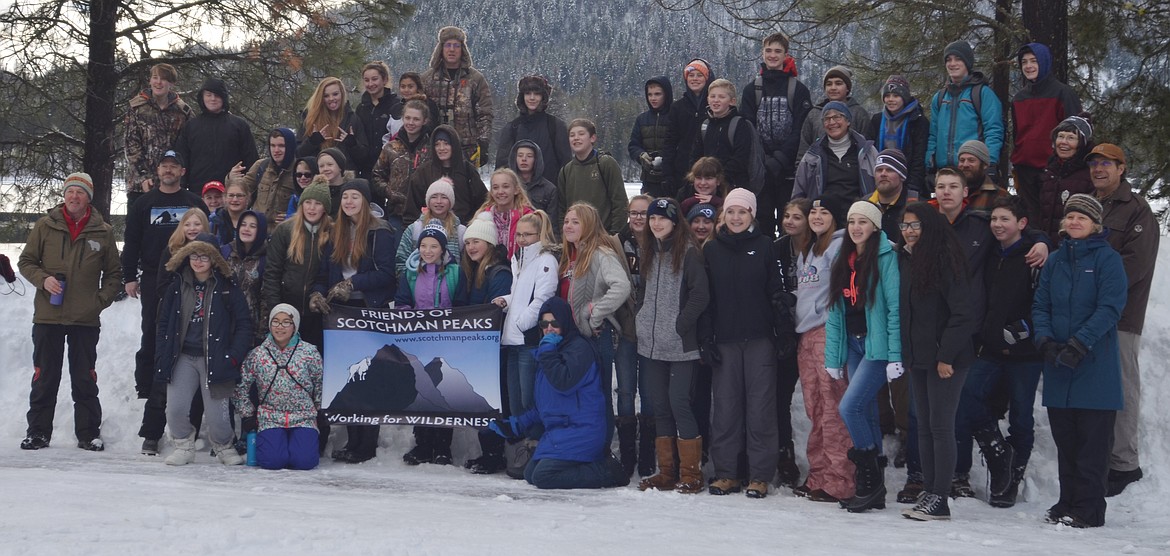 Thompson Falls and Noxon seventh-grade students and their teachers and instructors are pictured during the Winter Tracks Festival held at the North Shore Campground.