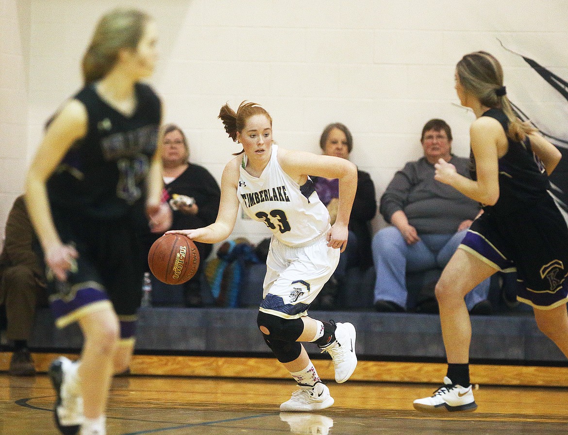 Timberlake&#146;s Karissa Willis dribbles the ball down court after a rebound against Kellogg. (LOREN BENOIT/Press)