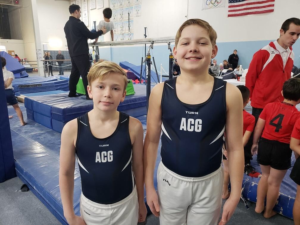 Courtesy photo
Avant Coeur Gymnastics Level 4 Boys competed in the Wu Guonian Classic in Newbury Park, Calif. From left are Decker St. John and Collin Scott.