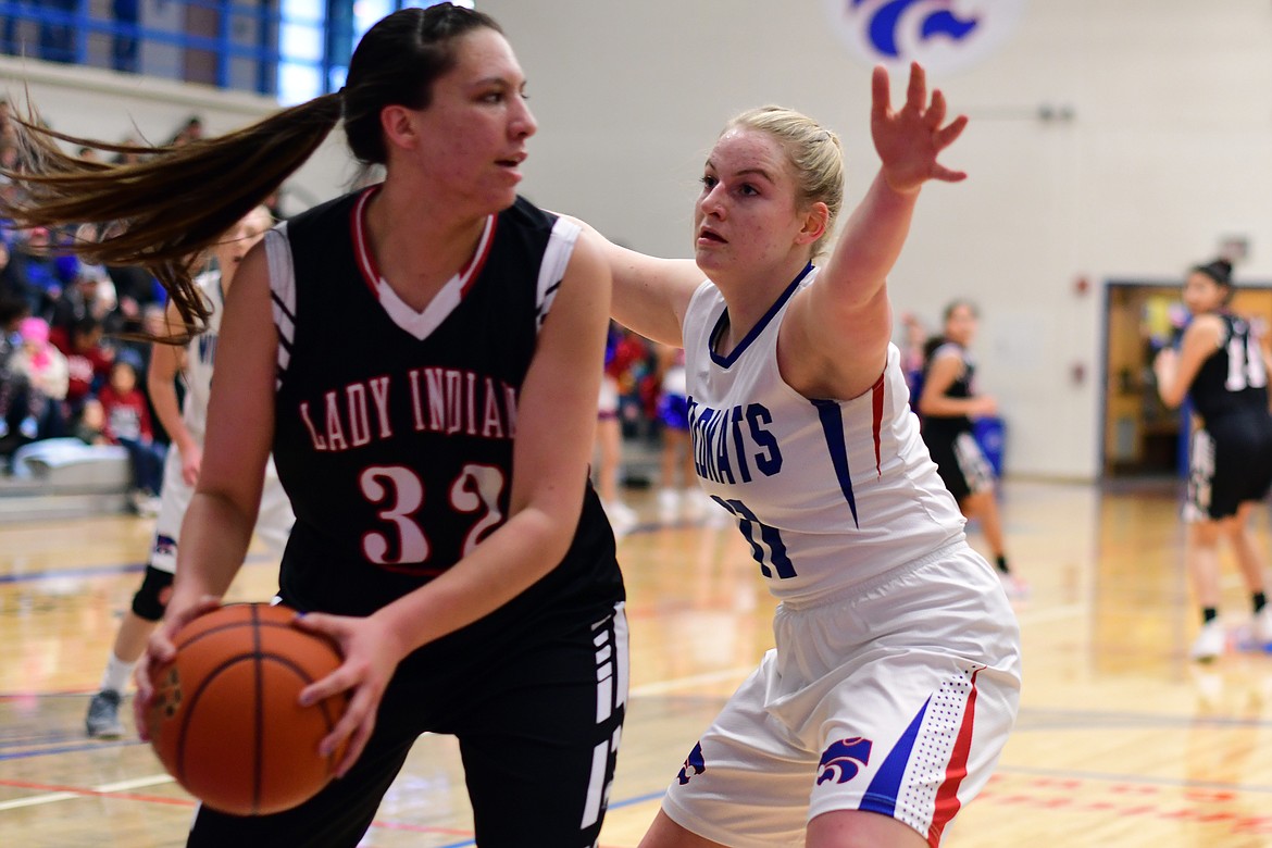 Savvy Ellis applies full-court pressure during the first quarter against Browning Saturday. (Jeremy Weber phoo)