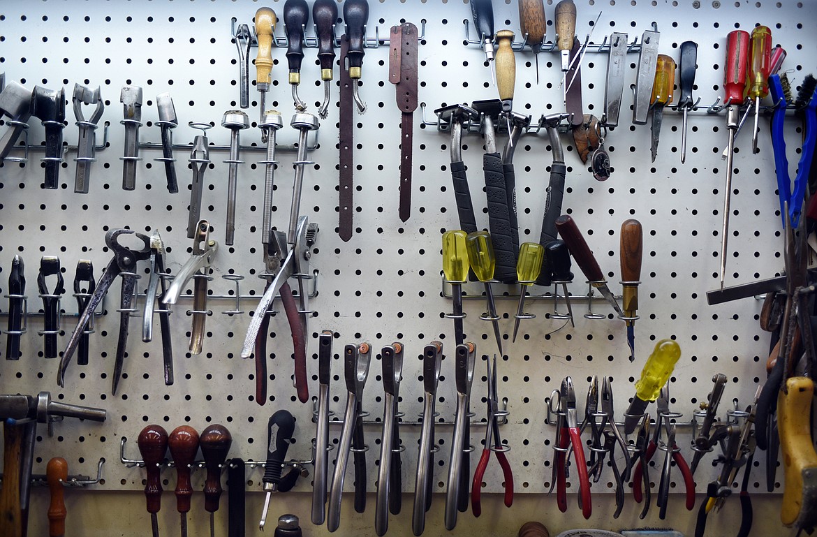 Detail of some of the tools at Valley Boot and Saddle in Kalispell.