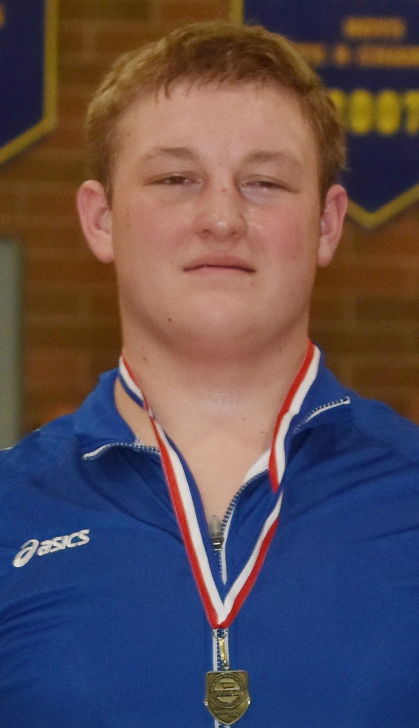 Jacob Lapinski of Clark Fork on the heavyweight class title at the Western B-C Divisional.