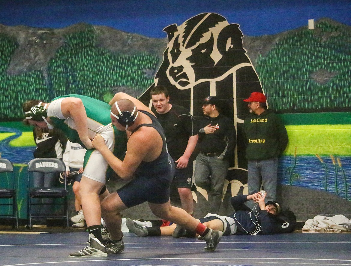 Photo by MANDI BATEMAN
Isiah Shottanana wrestling on Saturday during the tournament.