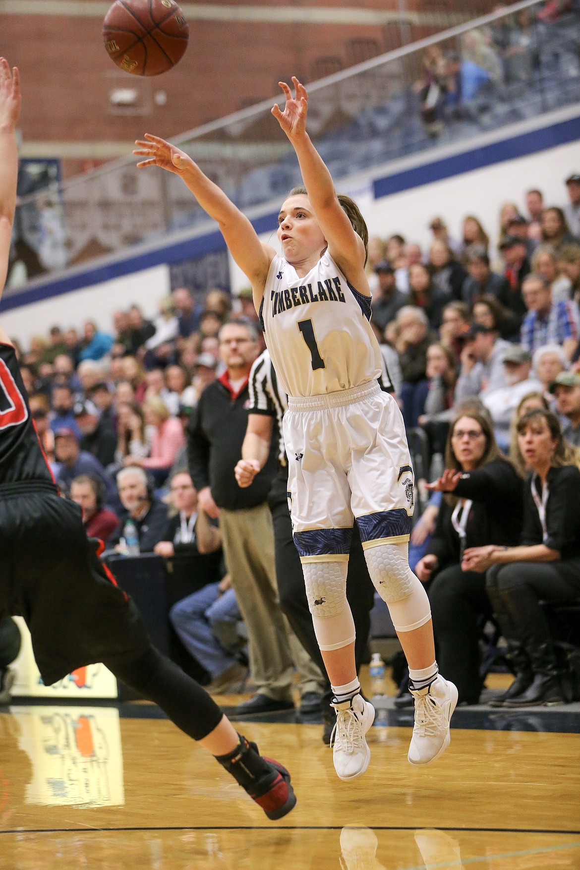 Photo by JASON DUCHOW PHOTOGRAPHY
Taryn Soumas, who sank a 3A classification record seven 3-point shots, shoots a 3 against Parma in the semifinals of the state 3A girls basketball tournament Friday night at Skyview High in Nampa.