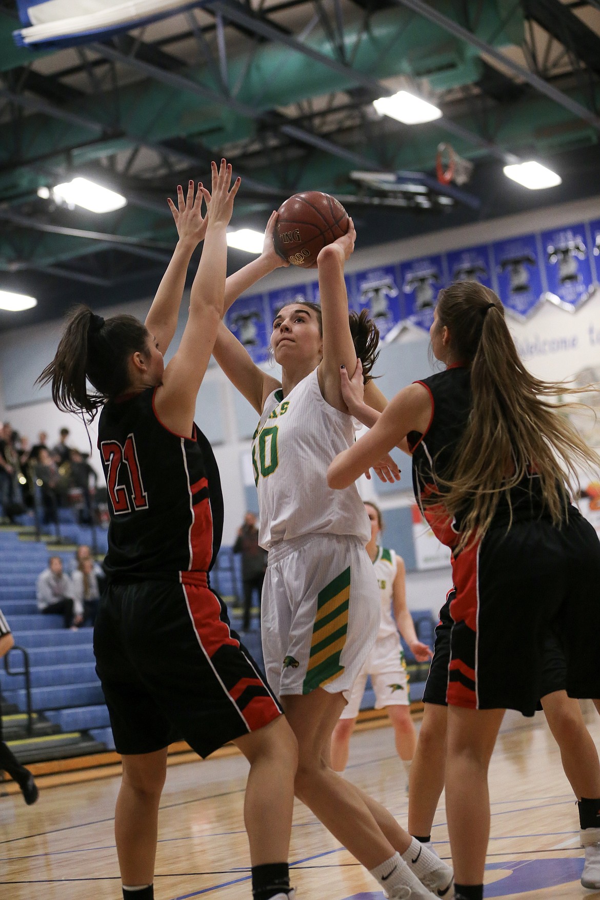 Photo by JASON DUCHOW PHOTOGRAPHY
Lakeland&#146;s Katy Ryan shoots a short jumper against Hillcrest on Friday in a loser-out game of the state 4A girls basketball tournament at Timberline High in Boise.