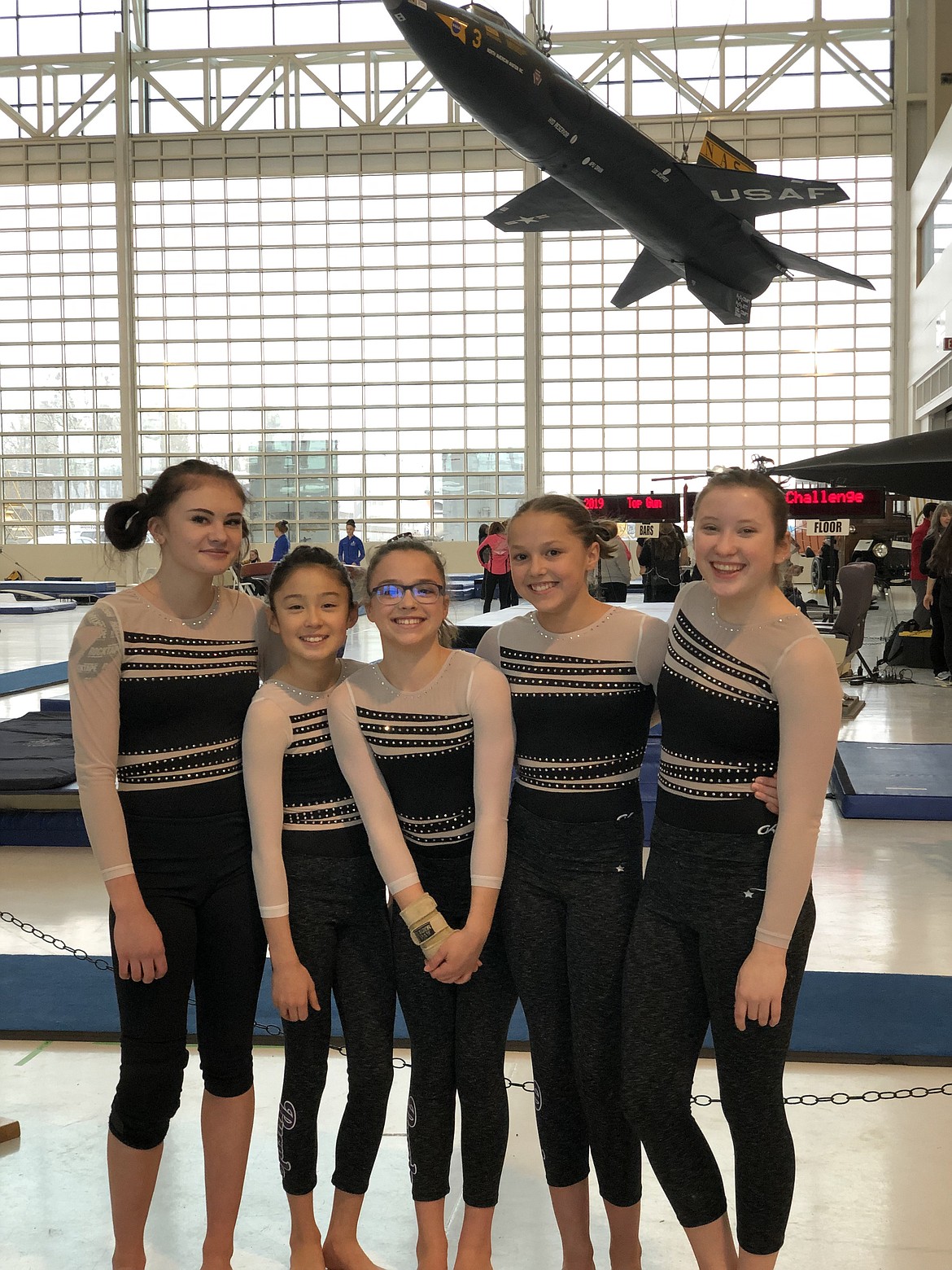 Avant Coeur Gymnastics Level 8/9 Girls at the Top Gun Challenge in McMinnville, Ore. From left are Mauren Rouse, Maiya Terry, Danica McCormick, Madalyn McCormick and Samantha Snow.

Courtesy photo