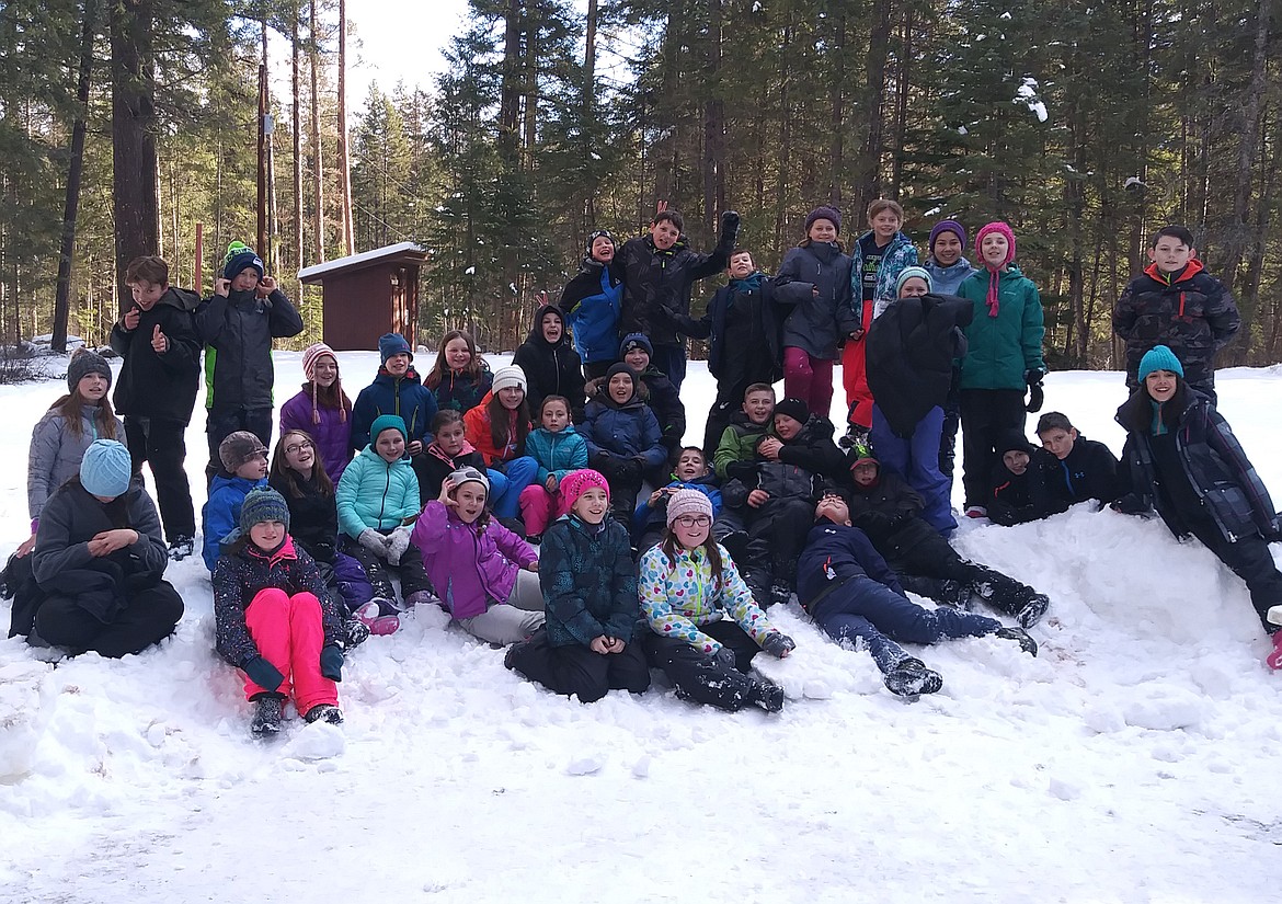 Half the Libby Elementary fifth grade celebrates a day out of the classroom at Timberlane on January 25. (Photo courtesy FSPW)