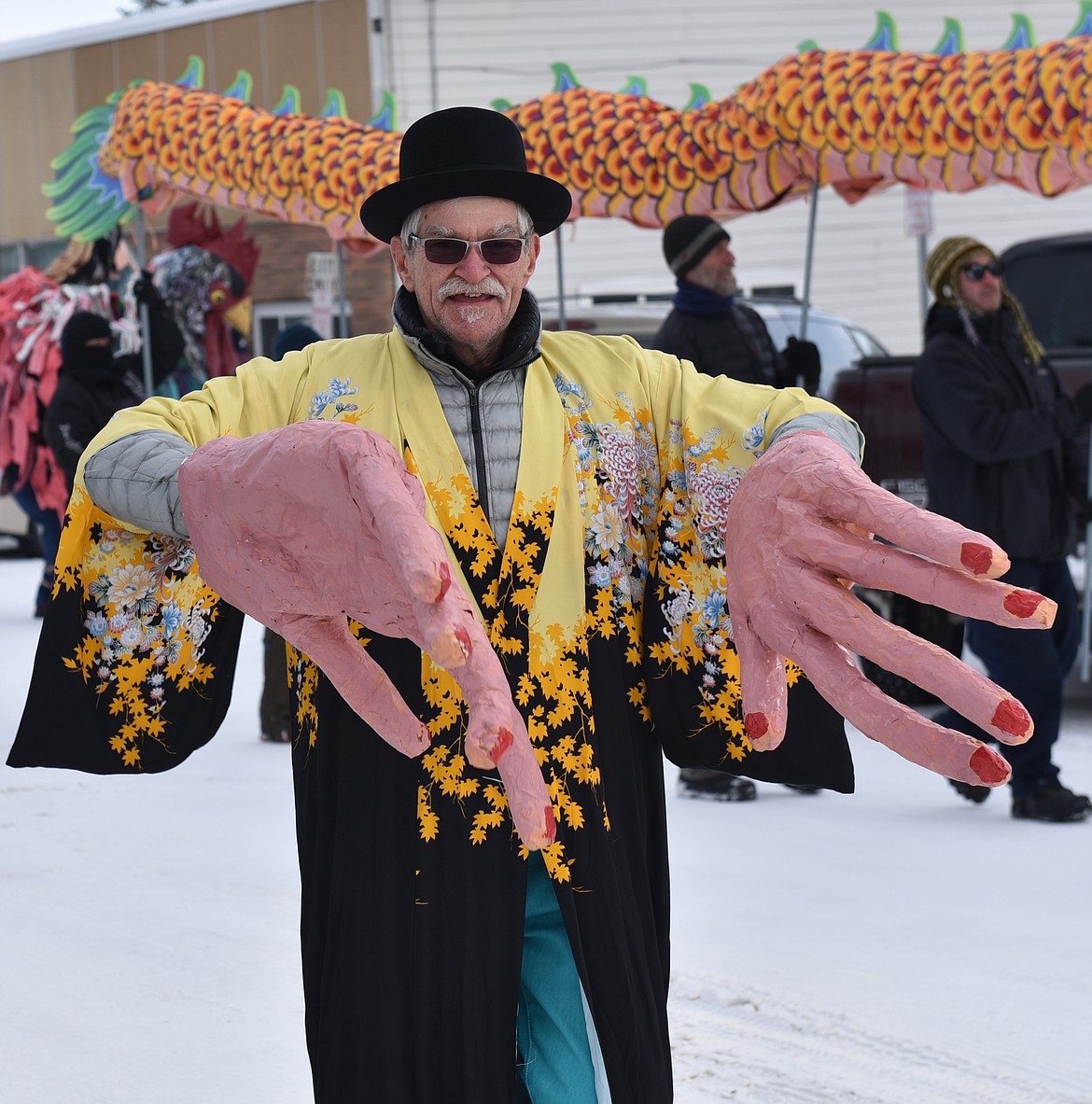 &#147;BIG HANDS&#148; Robert Dobrovolny was a returnee for the Chinese New Year Parade. Hope he didn&#146;t break a nail in the 7 degree weather.