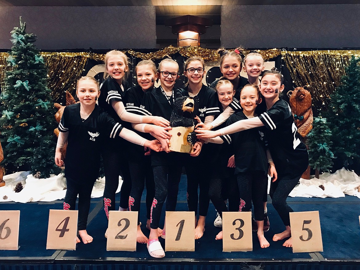 Courtesy photo
Avant Coeur Level 6s took 1st place as a Team at Great West Gym Fest at The Coeur'd Alene Resort. In the front row from left are Monika Gonzales, Sara Rogers, Lavi Crain and Malia Uemoto; and back row from left, Neve Christensen, Aliyah Williams, Eden Lamburth, Jasmine Quagliana, Daphne Perkins and Sophie Hughes.