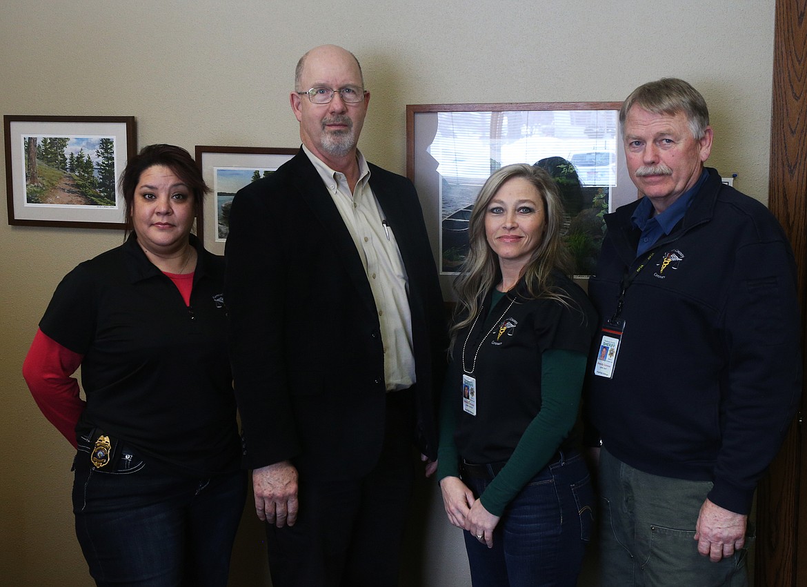 LOREN BENOIT/Press 
From left, Kootenai County Chief Deputy Coroner Lynette Acebedo, County Coroner Dr. Warren Keene, Deputy Coroner Jo-Ann Porter and Deputy Coroner John Hunt. Since Keene&#146;s election five years ago, the number of cases handled by his office has increased by 14 percent.