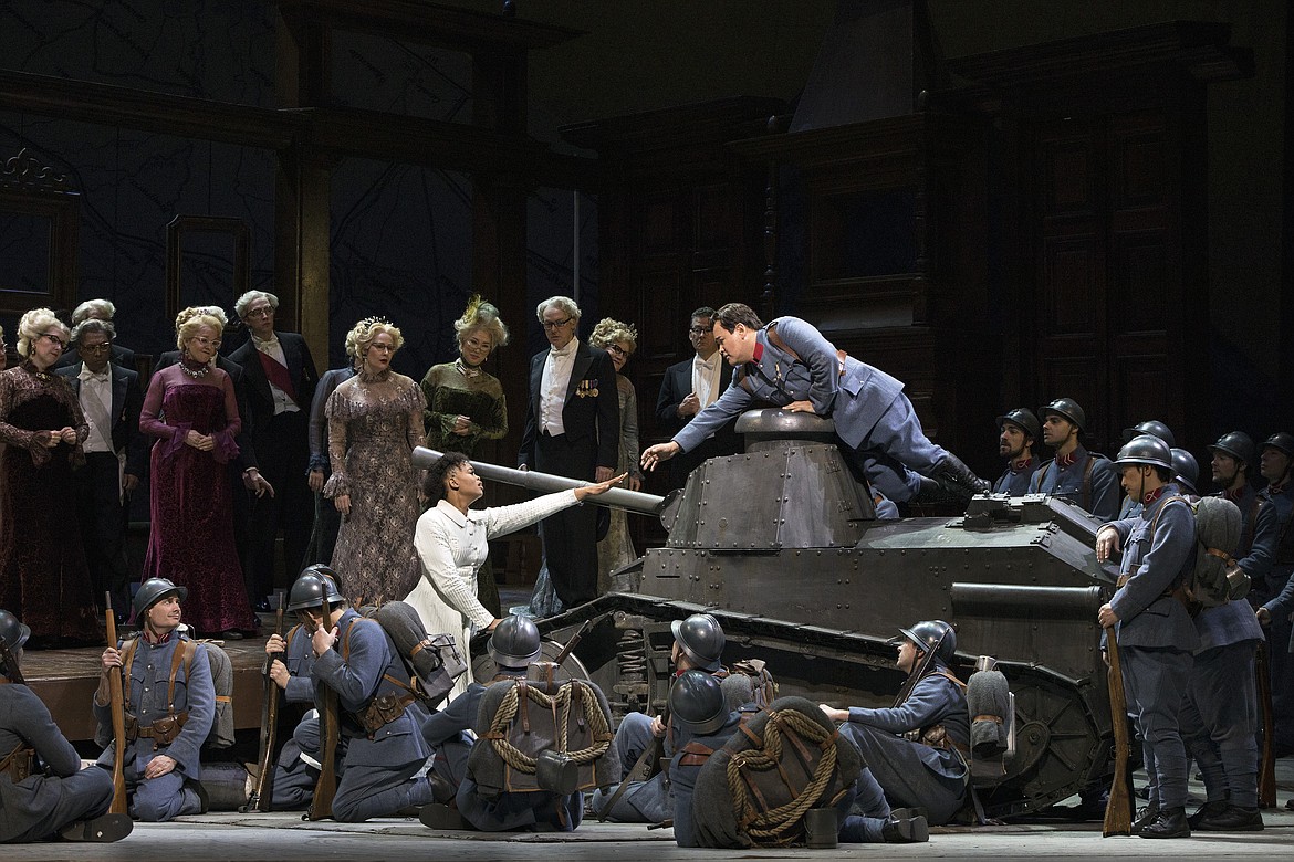 Pretty Yende as Marie and Javier Camarena as Tonio in Donizetti&#146;s &#147;La Fille du R&eacute;giment.&#148; (Marty Sohl/Met Opera)