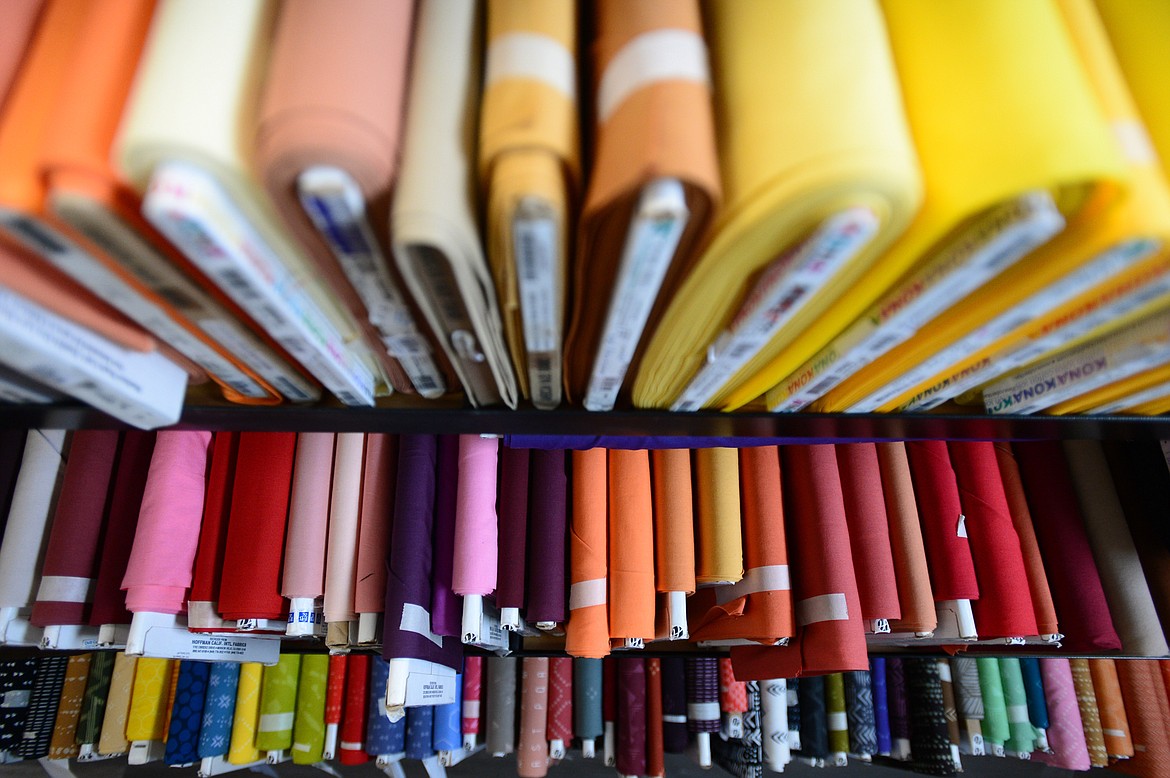 Colorful reams of fabric on display at Quilt Gallery&#146;s new location at 84 Frontage Park in Kalispell on Tuesday, Feb. 19.