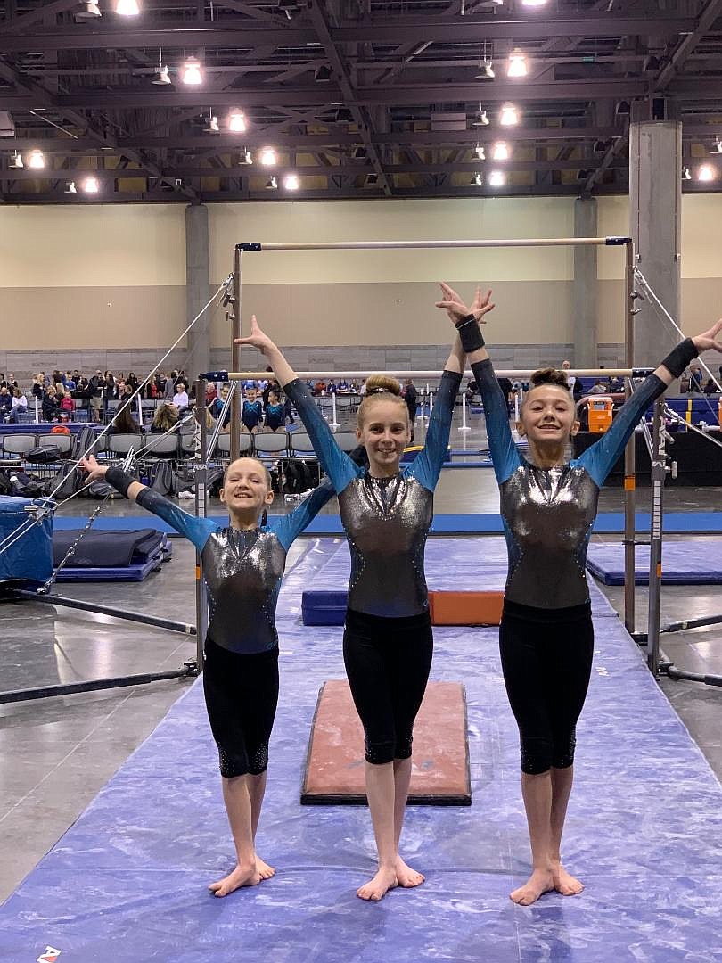 Courtesy photo
Technique Gymnastics Level 6s attending The Classic Rock Invitational in Phoenix, from left, Cadence Wurster, Naomi Fritts and Dianna Bustillos.