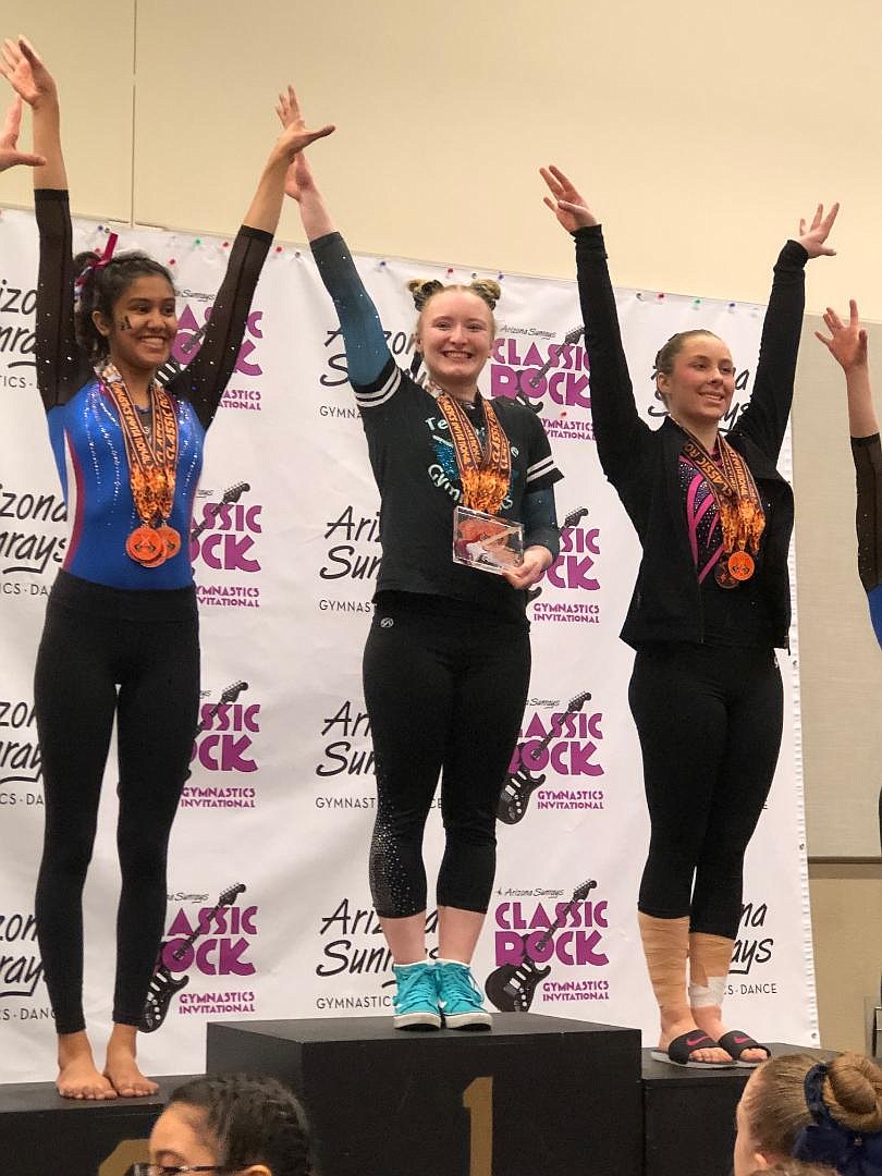 Courtesy photo
Bethany Frey of Technique Gymnastics received 1st place All Around with a 36.85 at The Classic Rock Invitational in Phoenix.