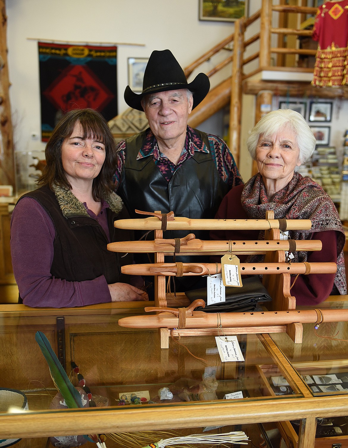 NINEPIPES MUSEUM of Early Montana opens for the season on Friday, March 1. Pictured are museum founders Bud Cheff Jr. and his wife Laurel, along with Jo Cheff, their daughter and current museum director. (Joe Sova photos/Lake County Leader)