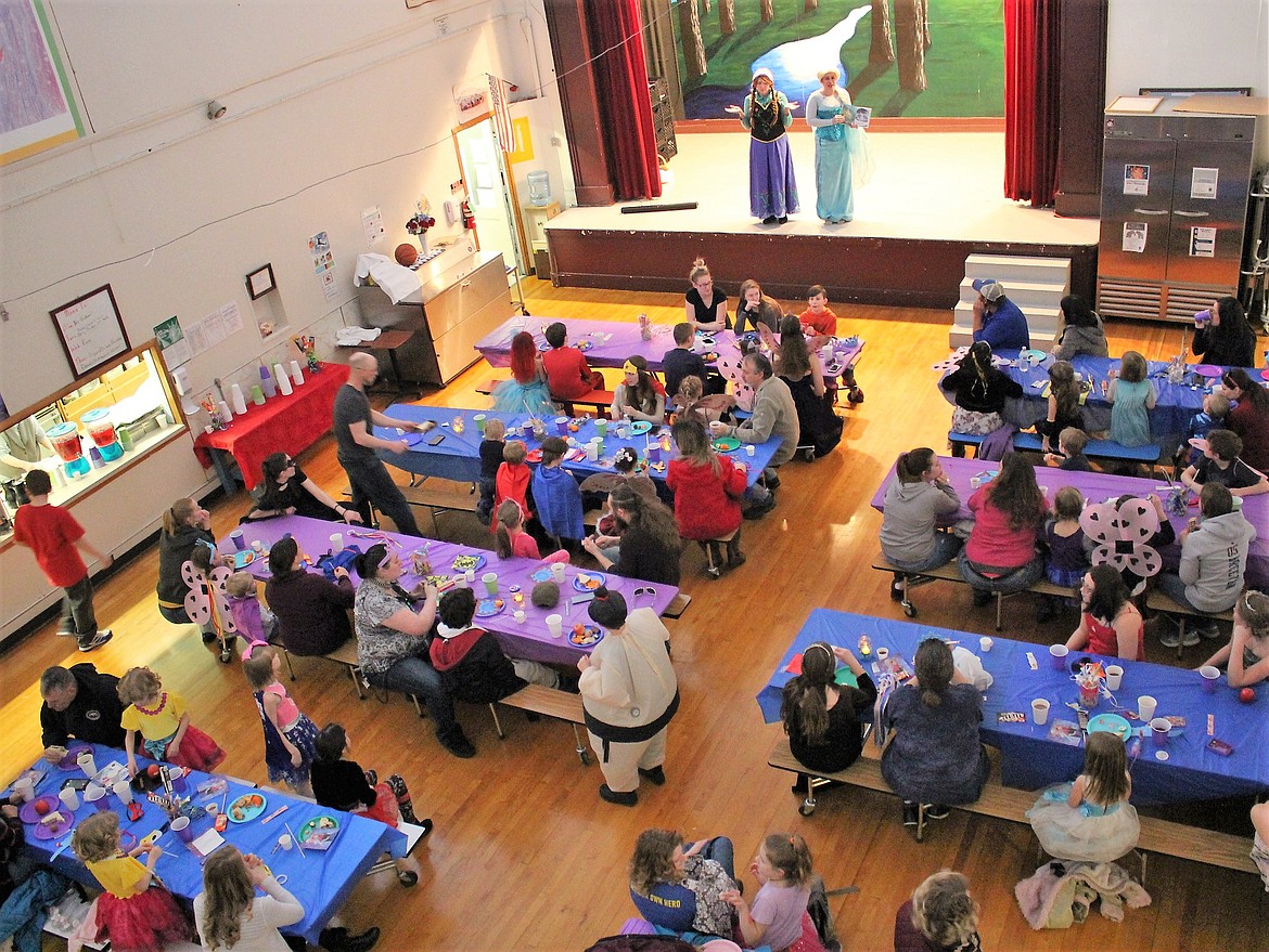 The &#147;Ice Sisters&#148; from Missoula performed at the Super Hero Princess Party in the Alberton Cafeteria on Feb. 23. 
(Kathleen Woodford/Mineral Independent)