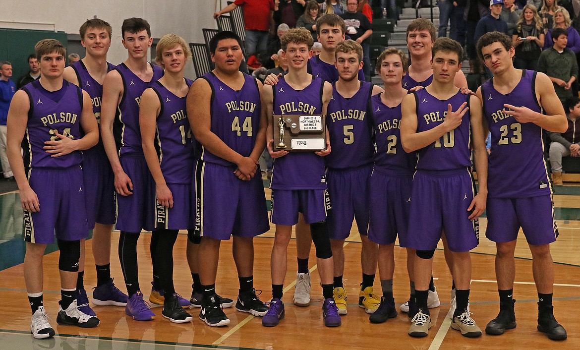 POLSON&#146;S BOYS&#146; team earned second place in the Northwest A District Tournament held last week in Whitefish. The Pirates were to face Dillon in the first round of the Western A Divisional Tournament on Thursday, Feb. 21 in Hamilton. (Bob Gunderson/Lake County Leader)