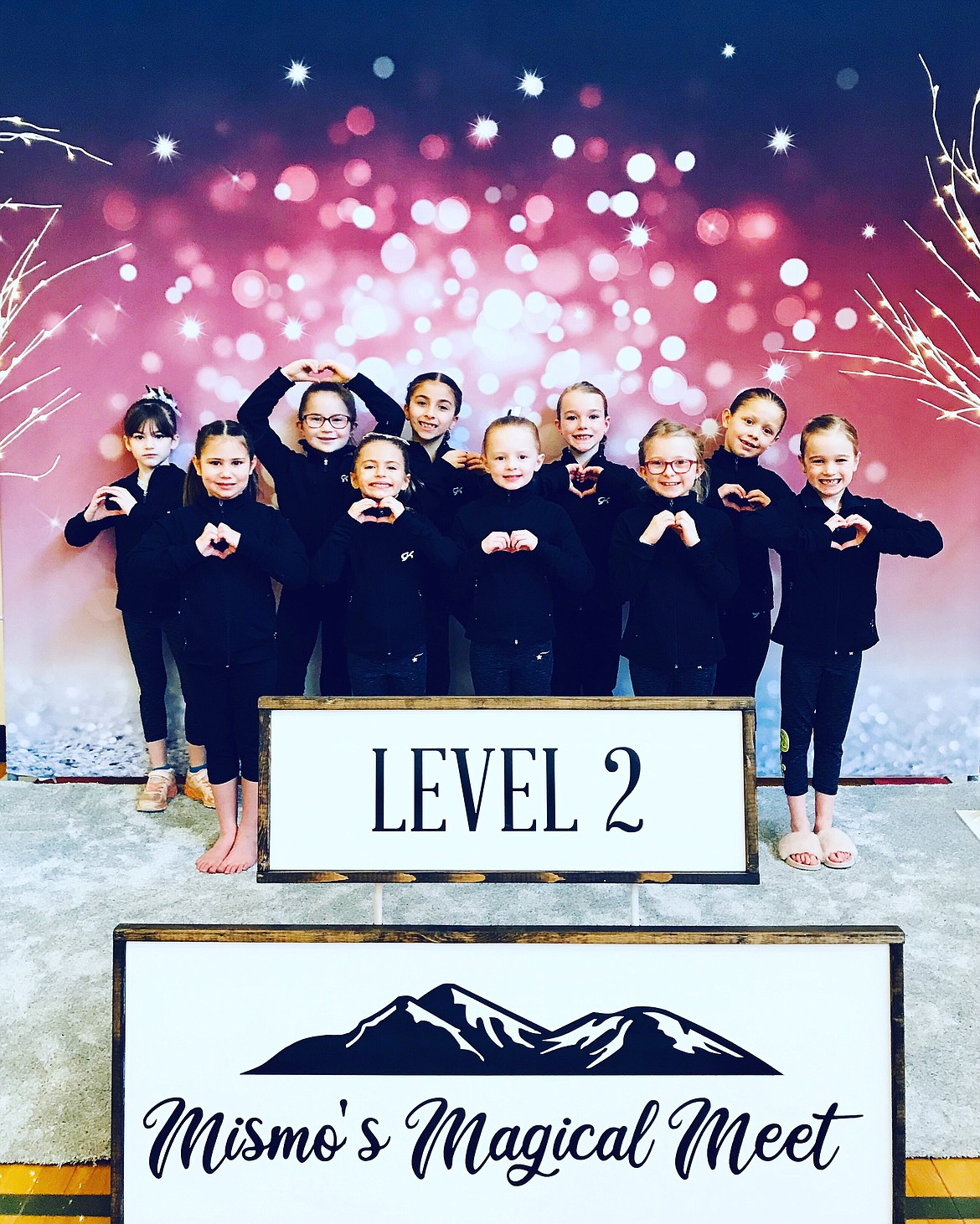 Courtesy photo
Avant Coeur Gymnastics Level 2s take 1st Place Team at the Mismo Magical Meet in Missoula, Mont. In the front row from left are Analise Garcia, Karly Harmon, Olivia Hynes, Jadyn Jell and Addison Evans; and back row from left, Georgia Carr, Audrey Slauson, Gabriella Navarrete, Quinn Howard and Summer Nelson.