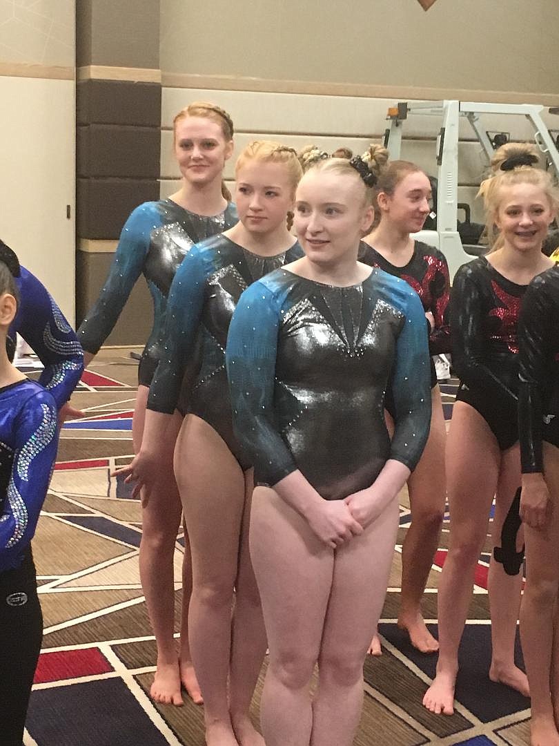 Courtesy photo
Technique Gymnastics Xcel Platinums and Diamonds at the Great West Gym Fest, from front to back, Bethany Frey, Natalie Brett and Amber Shoolroy.