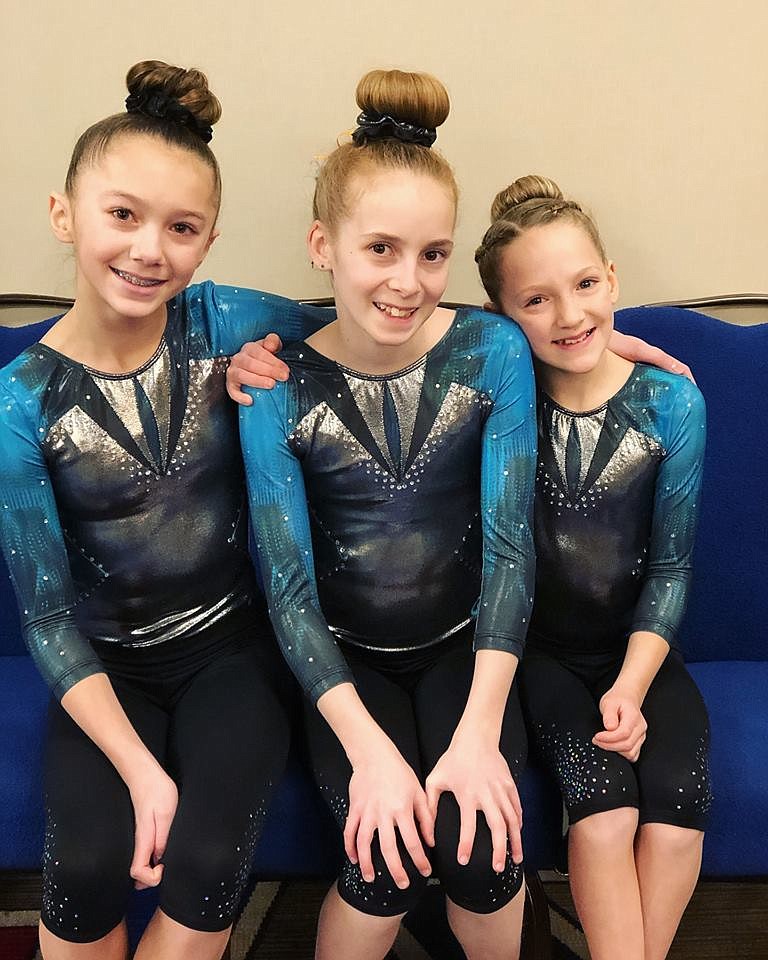Courtesy photo
Technique Gymnastics Level 6s at the Great West Gym Fest, from left, Dianna Bustillos, Naomi Fritts and Cadence Wurster.