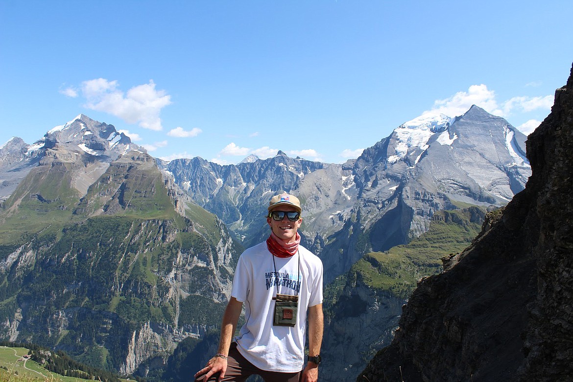 Caden Howlett pictured in the Bernese Alps of Switzerland. Howlett hopes a career in geology will take him around the world. This summer, he hopes to visit China to study the Himalayas, which he describes as &#147;the most impressive mountain range in the world.&#148;